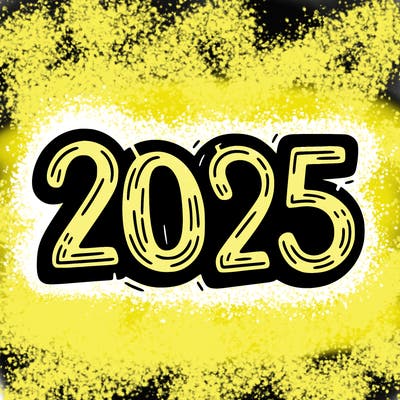 one line scrawled numbers sketch design “2025”