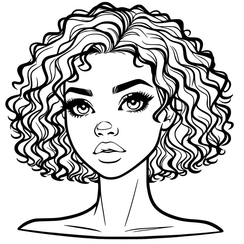 realistic woman with really short curly hair