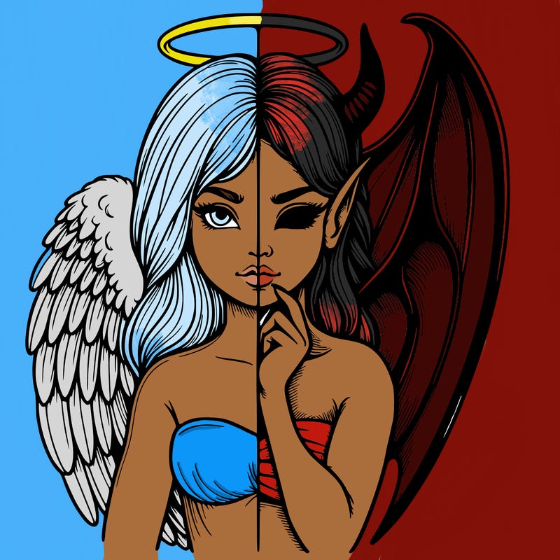 realistic angel half demon