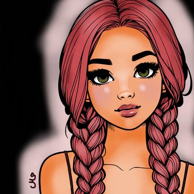 realistic girl with braids