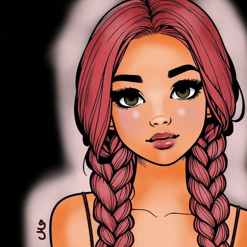 realistic girl with braids