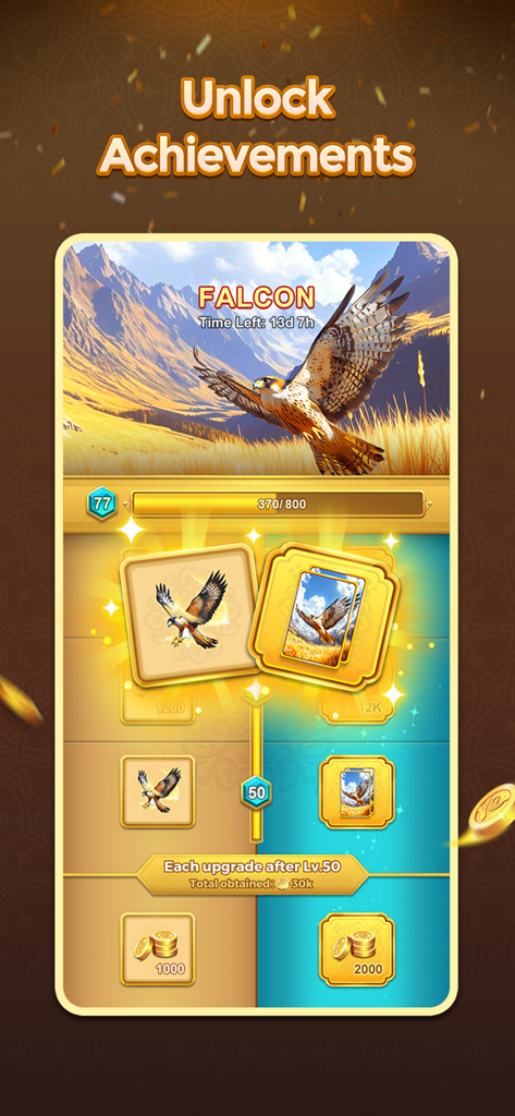 Achievement unlock screen for Yalla Jackaroo featuring falcon themed rewards
