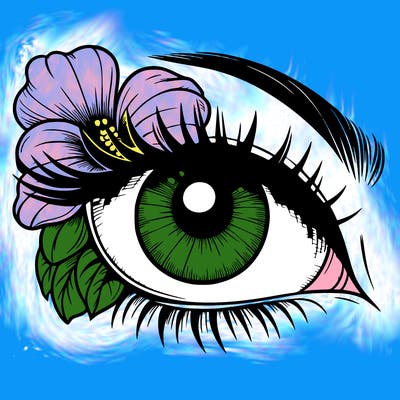 realistic eye with flower