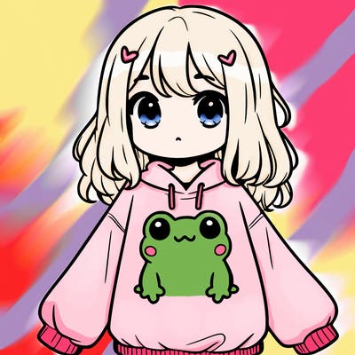 girl wearing frogging sweatshirt