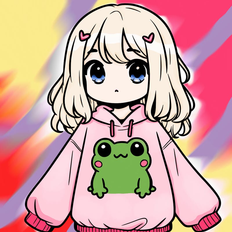 girl wearing frogging sweatshirt