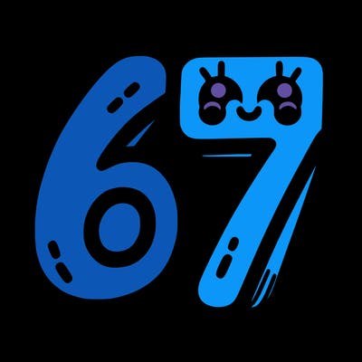 the numbers 67