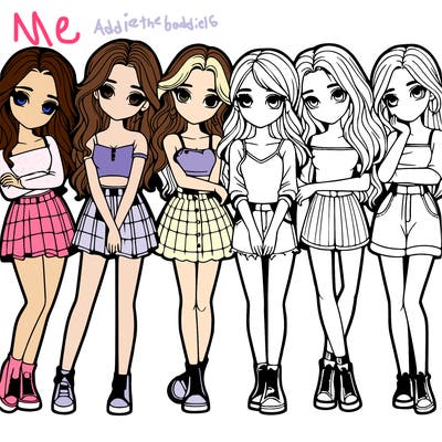 a group of girls realistic