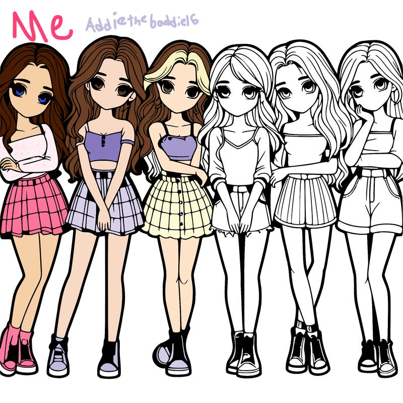 a group of girls realistic