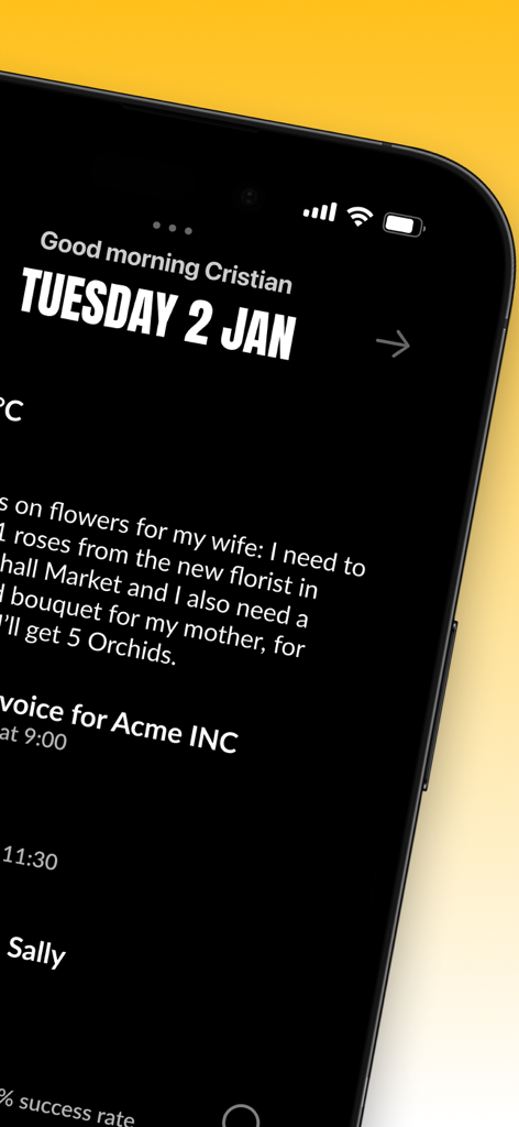 Evo - The Everything App - Evo app minimalist daily timeline interface in dark mode on iPhone