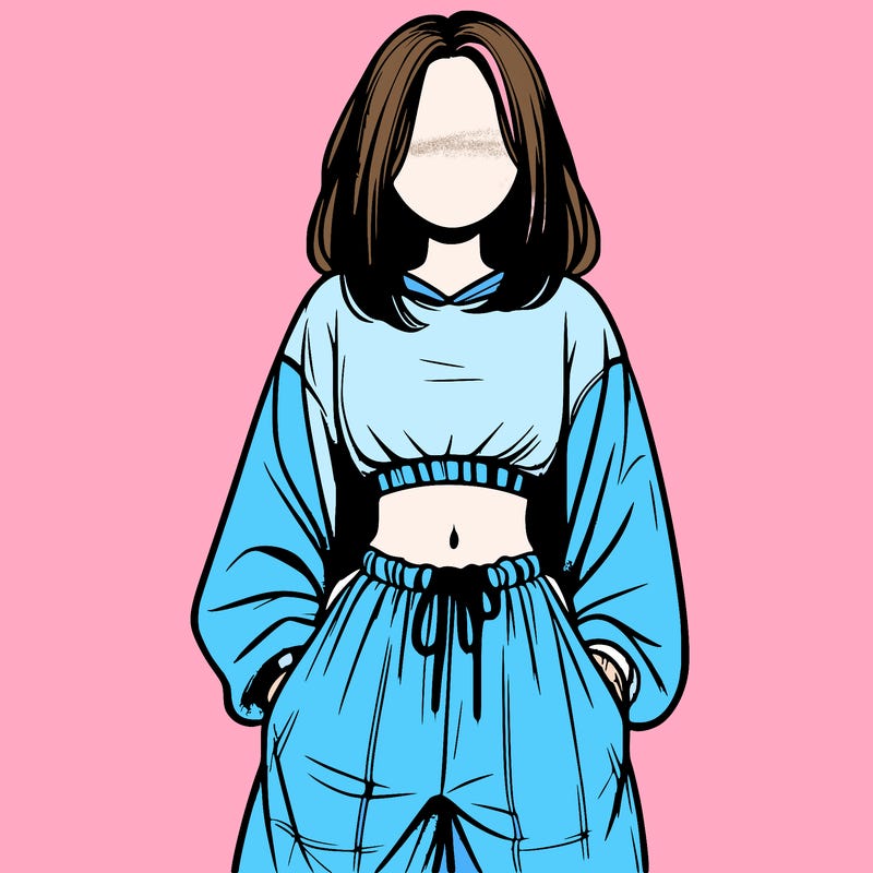 realistic girl faceless with baggy pants and a crop top