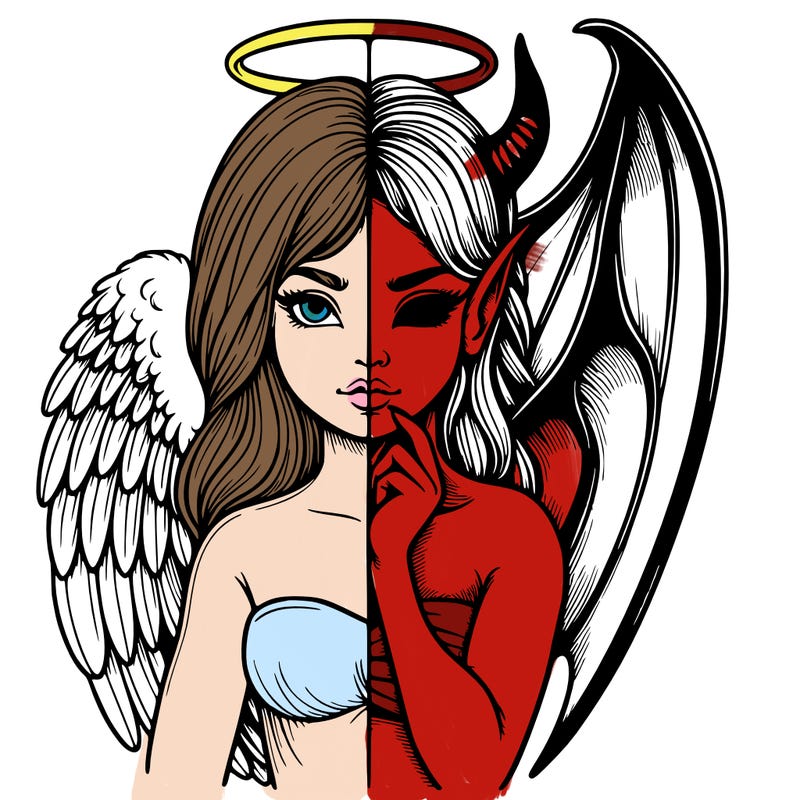 realistic angel half demon