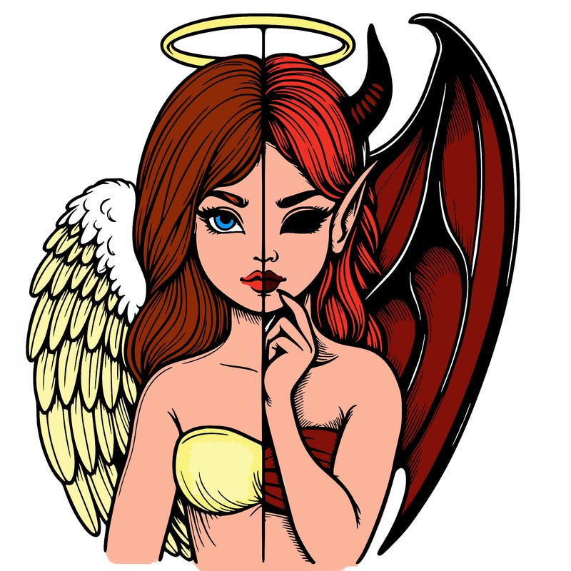 realistic angel half demon