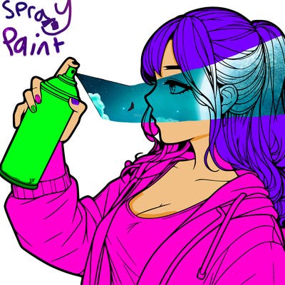 a realistic girl spray, painting