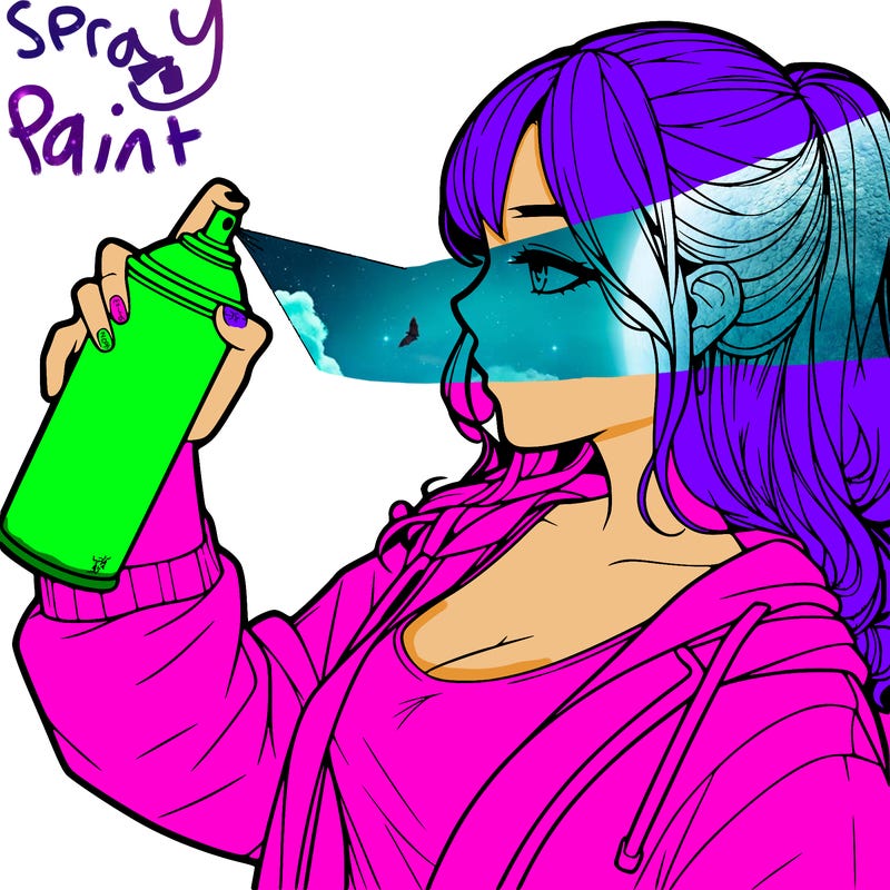 a realistic girl spray, painting