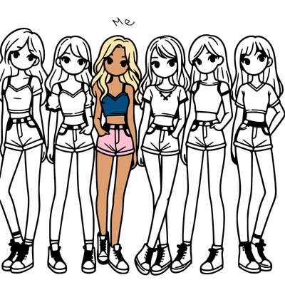 a group of girls wearing crop tops and shorts