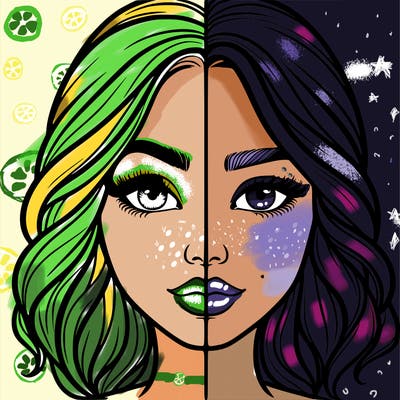 realistic girl split half