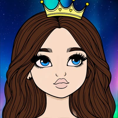 a realistic girl with a crown on