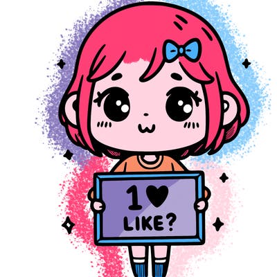 a cute girl with a sign that says 1 like?