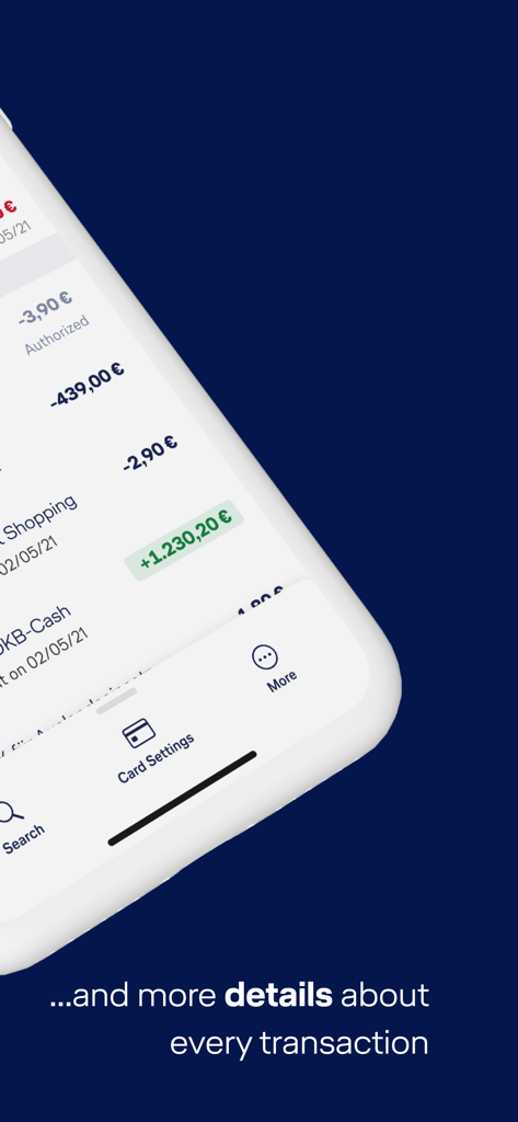 Miles & More Credit Card - Screenshot of the Miles and More Credit Card app showing transaction details and history