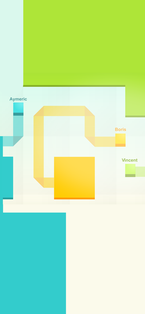 Gameplay of Paper.io where players capture land using colored trails in a minimalist arena