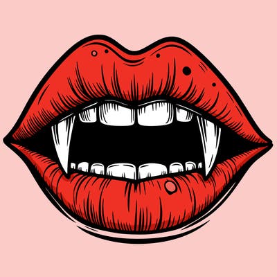 lips with vampire teeth