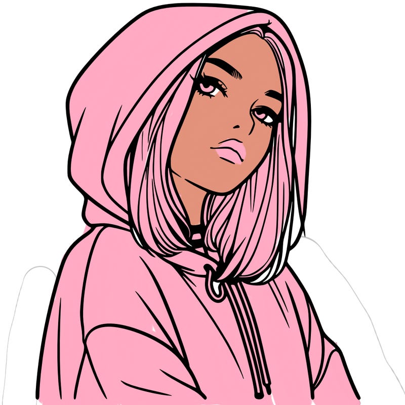 a realistic girl in a hoodie
