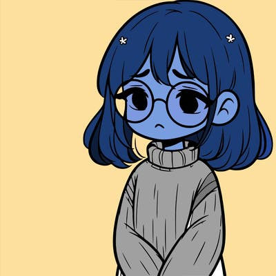 sad girl with glasses in a sweater