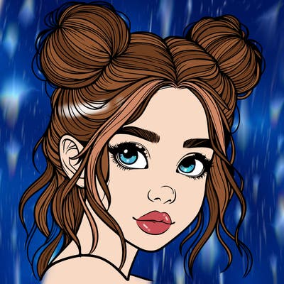 realistic girl with hair buns on her head