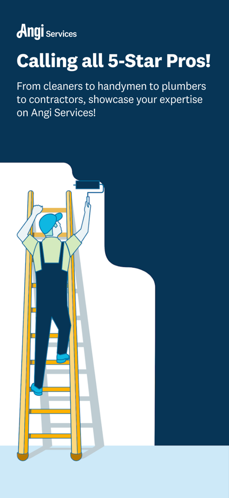 Angi Services for Pros - Angi Services for Pros를 위한 사다리에 있는 전문 화가 일러스트레이션