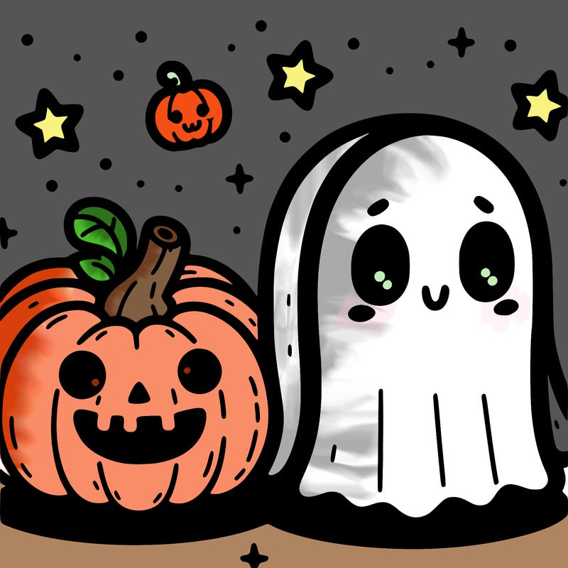 cute pumpkin and ghost