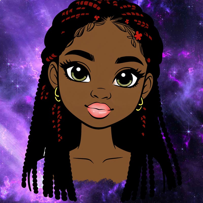 a realistic black girl with braids