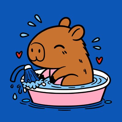 capybara taking a bath