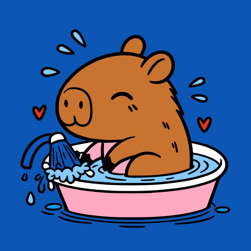 capybara taking a bath