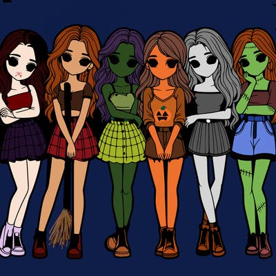 a group of girls realistic