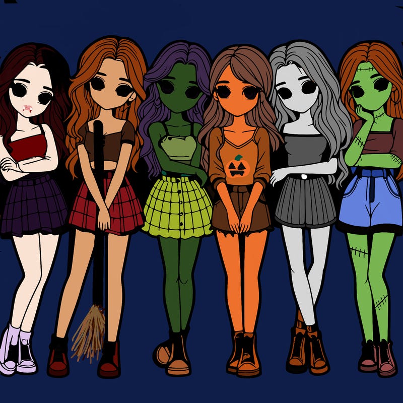 a group of girls realistic