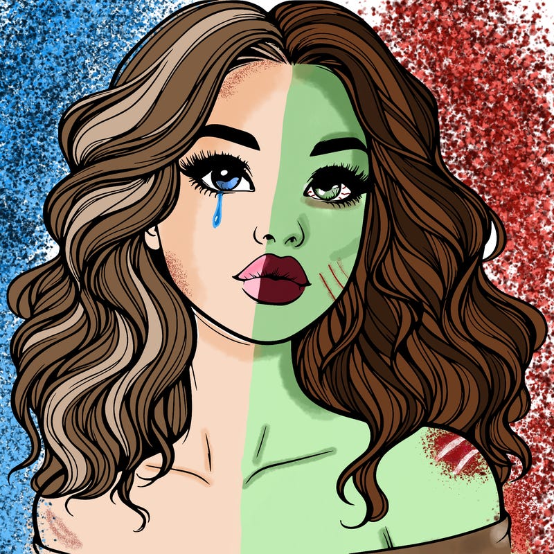 realistic girl with wavy hair and lips