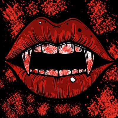 lips with vampire teeth
