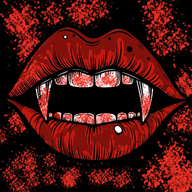 lips with vampire teeth