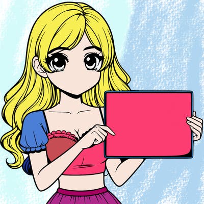 realistic pretty girl holding blank sign