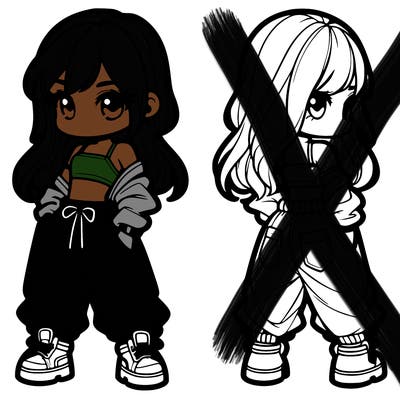 girl in crop top and baggy pants