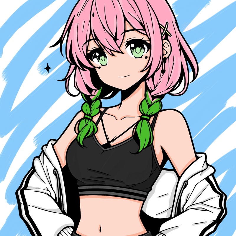 anime girl wearing crop top