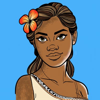 a realistic polynesian woman with a samoan pacific look and a taupou