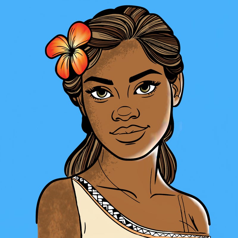 a realistic polynesian woman with a samoan pacific look and a taupou