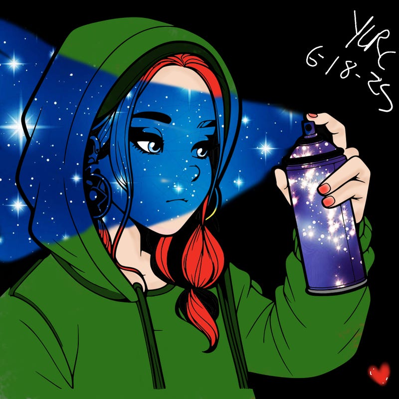 a realistic girl, spray painting