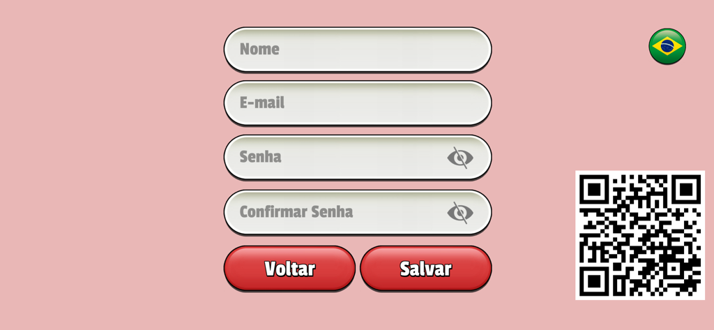 Conto & Reconto - Registration screen for the Conto and Reconto app featuring name email and password fields