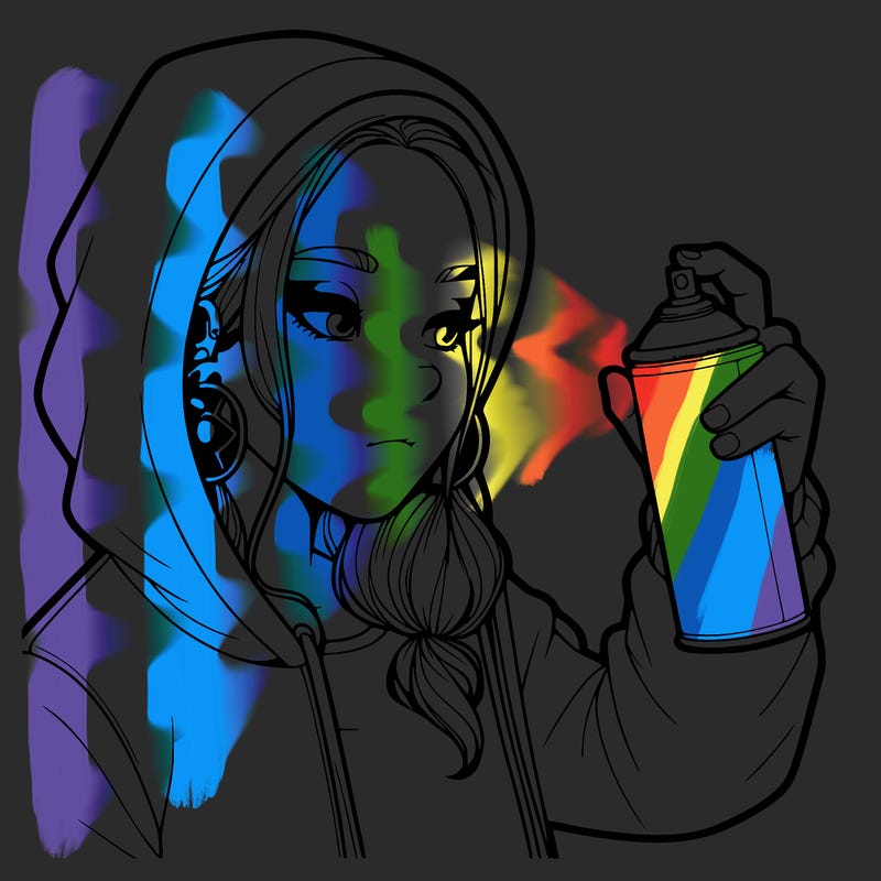 a realistic girl, spray painting