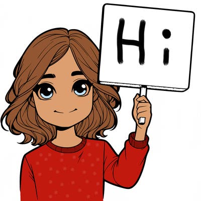 realistic girl holding up a sign