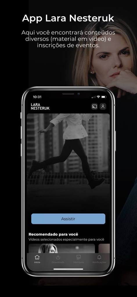Lara Nesteruk - Lara Nesteruk app interface showing wellness and business video content recommendations