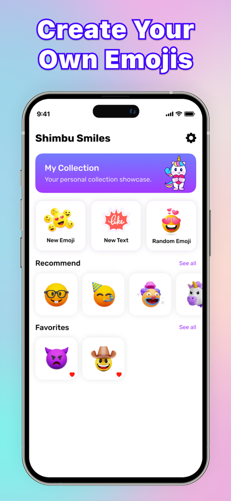 Emoji Maker : DIY Emoji Merge - The home screen of the Emoji Maker app showing various custom emoji designs and creation options.