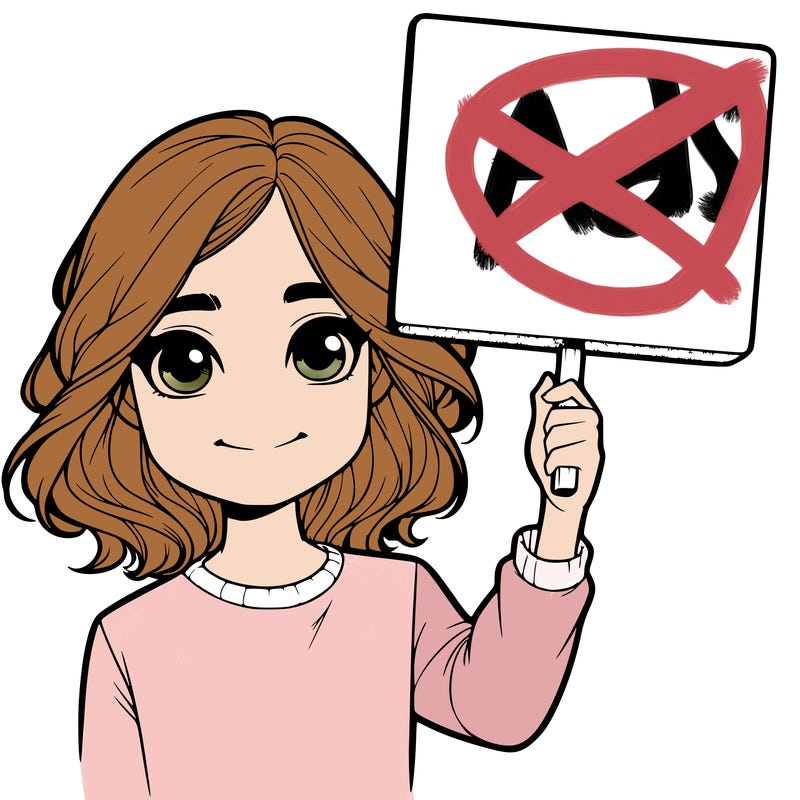 realistic girl holding up a sign